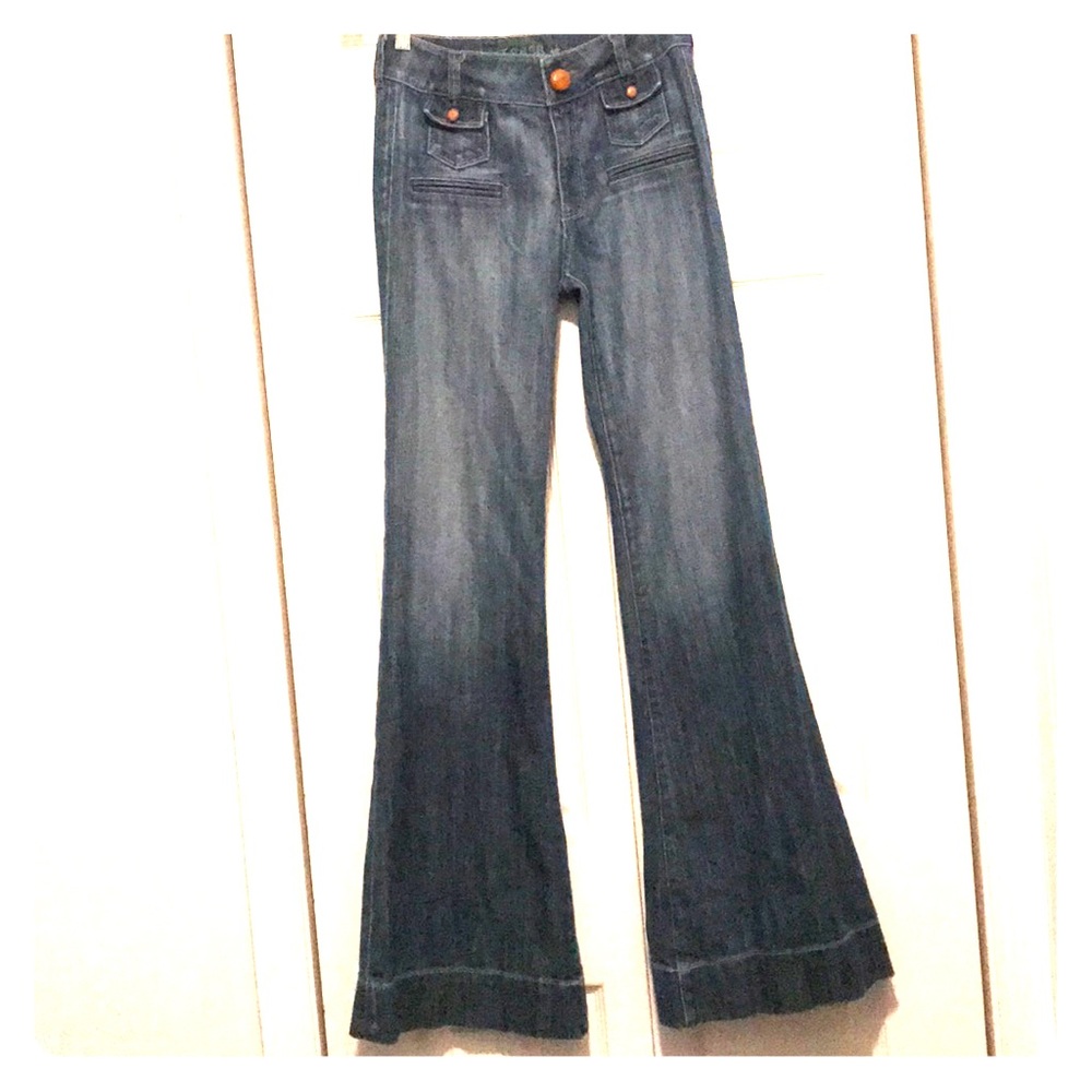 High Waisted Wide Leg Flare Grass Jeans